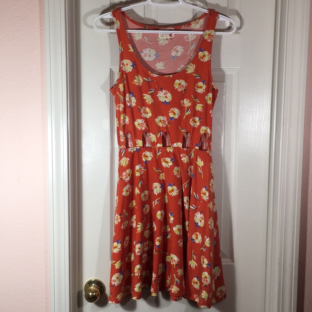 🌷LA HEARTS  Dress Orange Floral Size S Sexy Short